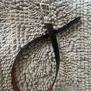 Black Leather Belt with Silver Buckle